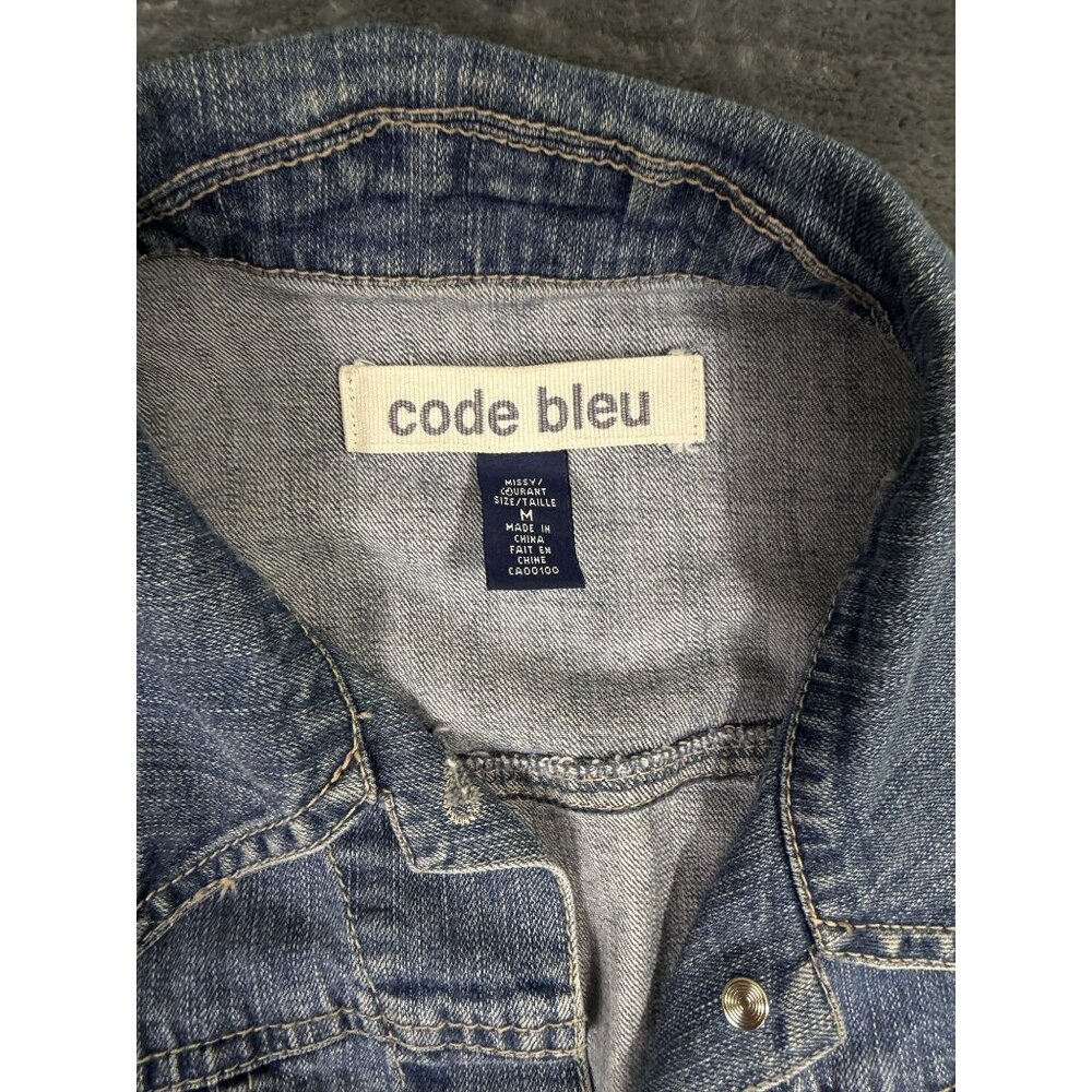 Code Bleu Womens Medium Denim Jacket Button-Up Fr… - image 3
